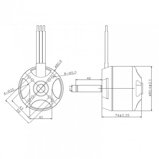 Бессенсорный электродвигатель Maytech MTO8085-G 160/250 kV